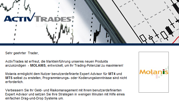 Expert Advisor / Handelsroboter selber erstellen leicht gemacht bei Activtrades mit Molanis - Bild 1.